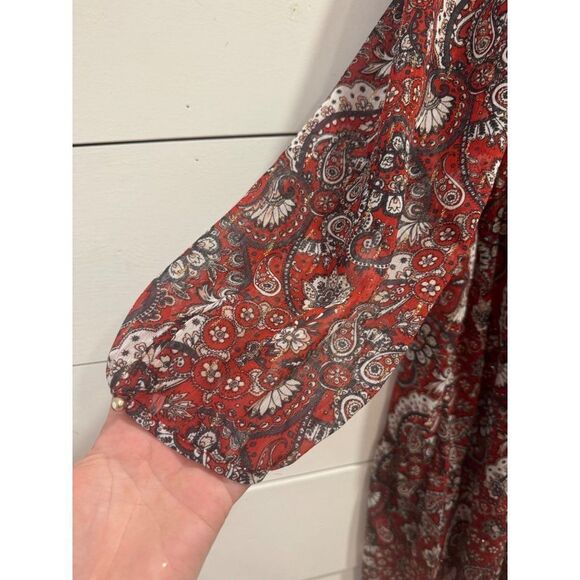 Loft Shimmer Paisley Flounce Dress NWOT XL - Picture 4 of 9